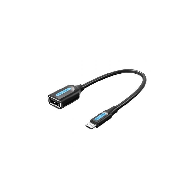 Cable usb 2.0 vention ccubb/ microusb macho - usb hembra/ 480mbps/ 15cm/ negro