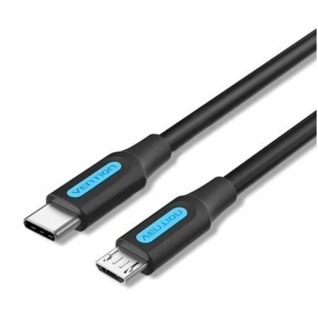 Cable usb 2.0 tipo-c vention covbd/ usb tipo-c macho - microusb macho/ 480mbps/ 50cm/ negro