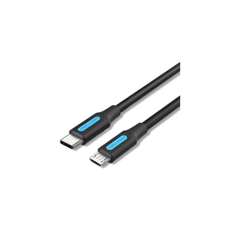 Cable usb 2.0 tipo-c vention covbf/ usb tipo-c macho - microusb macho/ 480mbps/ 1m/ negro