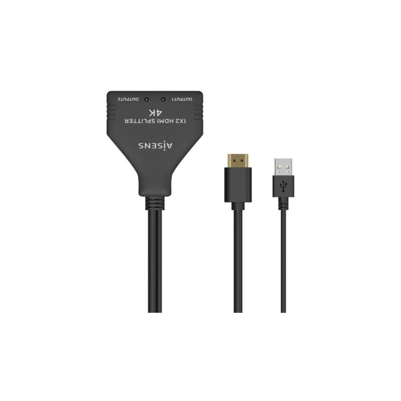 Cable duplicador hdmi 4k aisens a123-0654/ 2x hdmi hembra - hdmi macho - usb macho/ 30cm/ negro