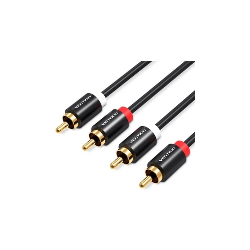 Cable estéreo vention vab-r06-b300/ 2x rca macho - 2x rca macho/ 3m/ negro