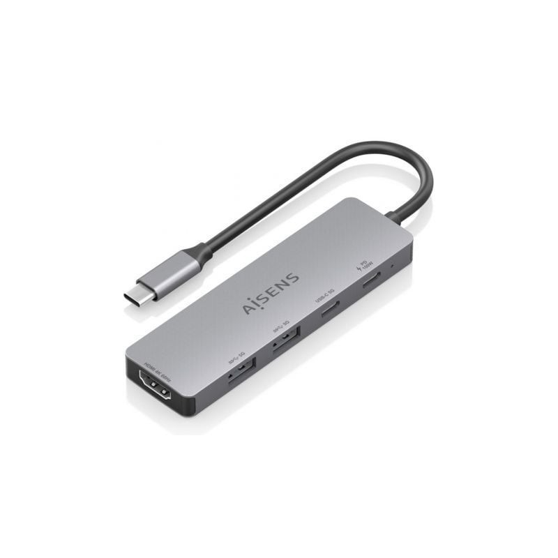 Docking usb tipo-c aisens asuc-5p028-gr/ 1xhdmi 4k/ 2xusb/ 2xusb tipo-c/ 1xusb tipo-c pd/ gris