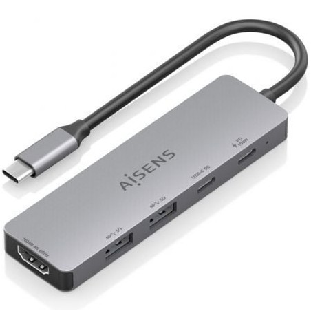 Docking usb tipo-c aisens asuc-5p028-gr/ 1xhdmi 4k/ 2xusb/ 2xusb tipo-c/ 1xusb tipo-c pd/ gris