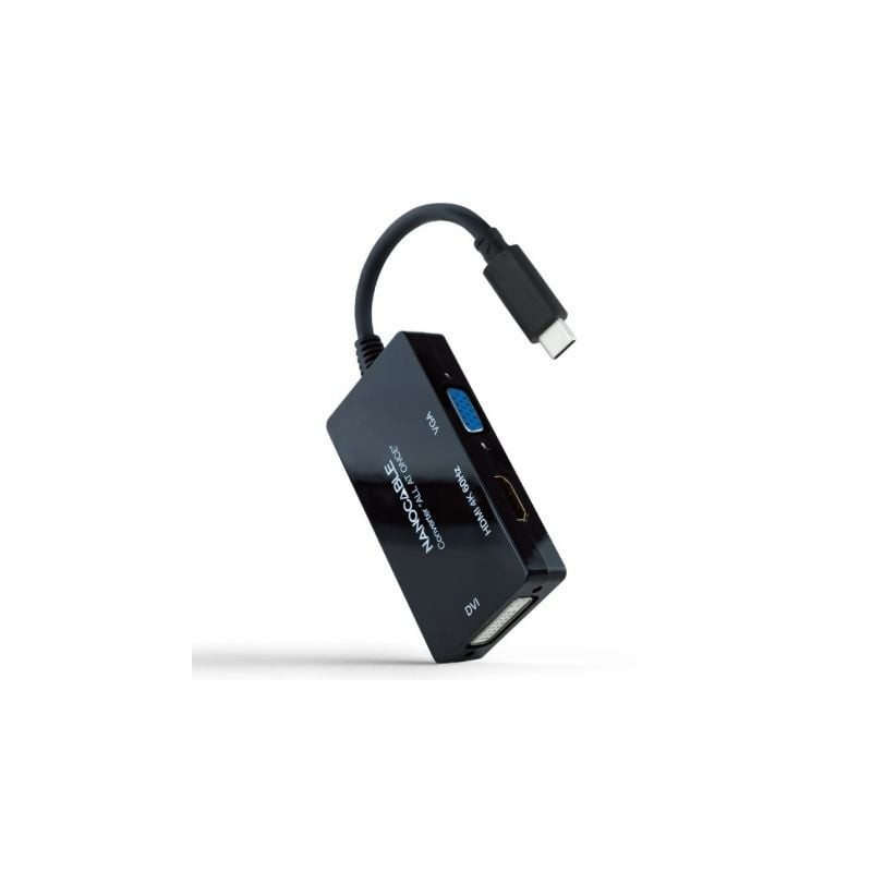 Conversor nanocable 10.16.4301-all/ usb tipo-c macho - hdmi hembra - dvi-i hembra - vga hembra/ 20cm/ negro