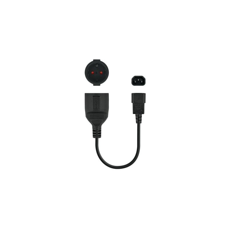 Adaptador alimentación nanocable 10.22.0901/ c14 macho - cee7 hembra/ 25cm/ negro