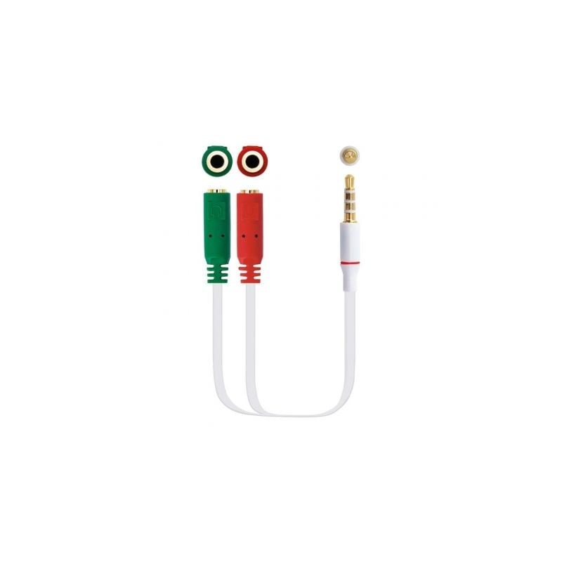 Cable estéreo nanocable 10.24.1201/ jack 3.5 macho - 2x jack 3.5 hembra/ 20cm/ blanco