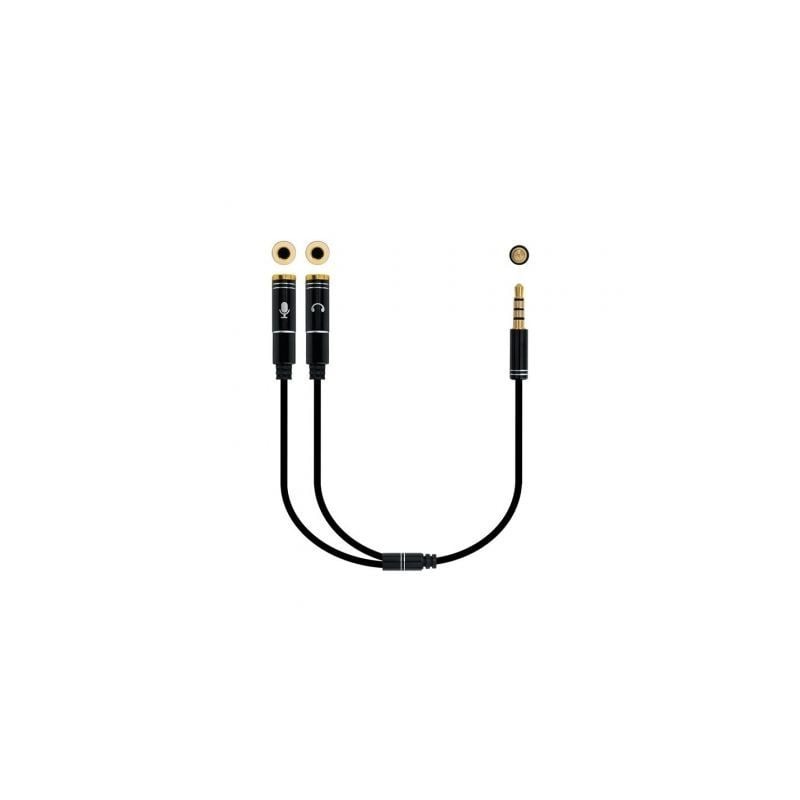 Cable estéreo nanocable 10.24.1202/ jack 3.5 macho - 2x jack 3.5 hembra/ 30cm/ negro