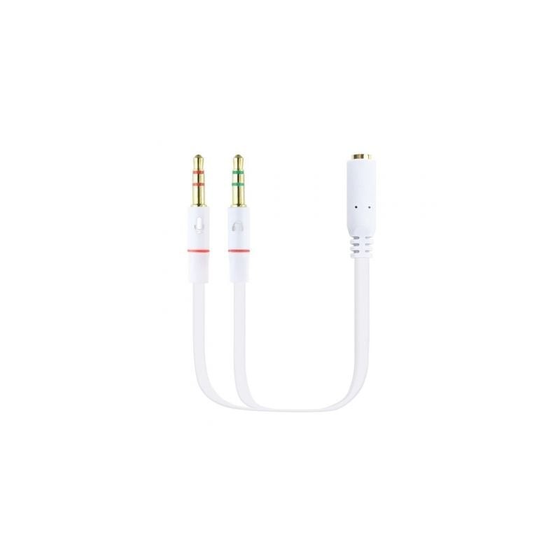 Cable estéreo nanocable 10.24.1203/ jack 3.5 hembra - 2x jack 3.5 macho/ 20cm/ blanco