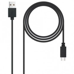 Cable usb 2.0 nanocable 10.01.2103/ usb macho - usb tipo-c macho/ 480mbps/ 3m/ negro