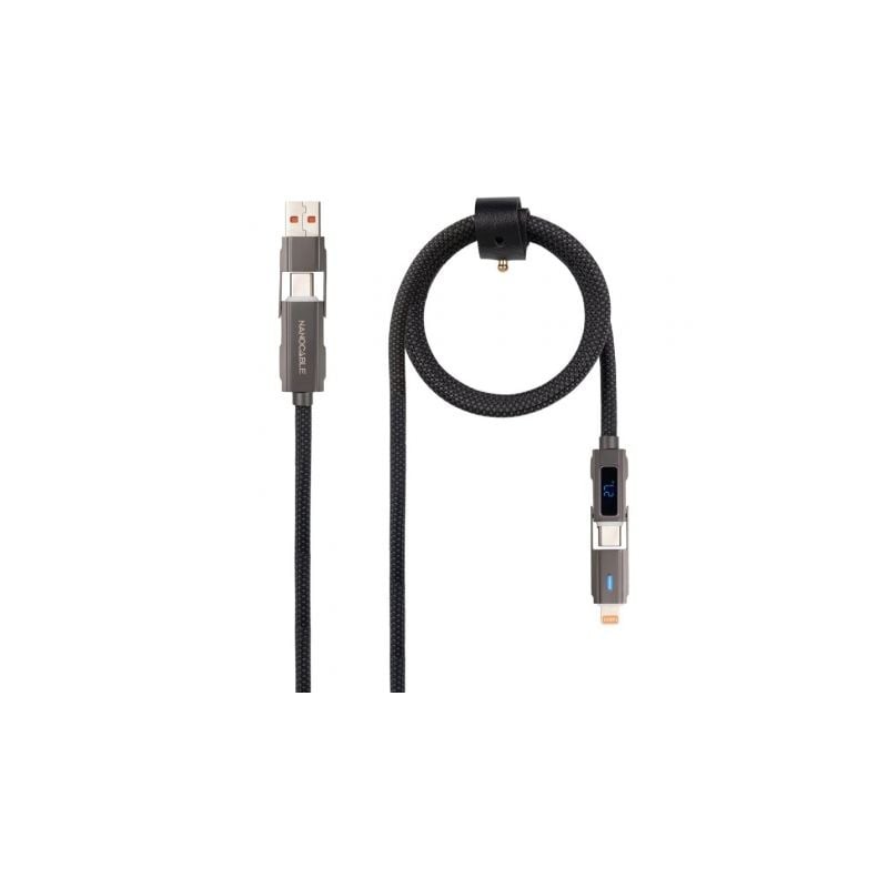 Cable usb 2.0 tipo-c nanocable 10.01.2501/ usb tipo-c macho + usb macho - usb tipo-c macho + lightning macho/ hasta 27w/
