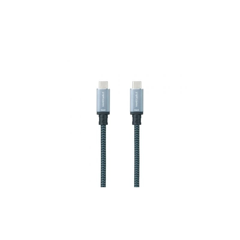 Cable usb 3.1 tipo-c nanocable 10.01.4101-comb/ usb tipo-c macho - usb tipo-c macho/ hasta 100w/ 10gbps/ 1m/ gris y negro