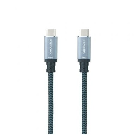 Cable usb 3.1 tipo-c nanocable 10.01.4101-comb/ usb tipo-c macho - usb tipo-c macho/ hasta 100w/ 10gbps/ 1m/ gris y negro