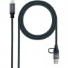Cable usb 3.2 tipo-c nanocable 10.01.4111-comb/ usb tipo-c macho + usb macho - usb tipo-c macho/ hasta 100w/ 20gbps/ 1m/ gris y