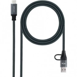 Cable usb 3.2 tipo-c nanocable 10.01.4111-l150-comb/ usb tipo-c macho + usb macho - usb tipo-c macho/ hasta 100w/ 20gbps/ 1.5m/