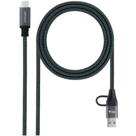 Cable usb 3.2 tipo-c nanocable 10.01.4111-l150-comb/ usb tipo-c macho + usb macho - usb tipo-c macho/ hasta 100w/ 20gbps/ 1.5m/