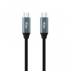 Cable usb 3.2 nanocable 10.01.4300/ usb tipo-c macho - usb tipo-c macho/ hasta 100w/ 20gbps/ 50cm/ gris y negro