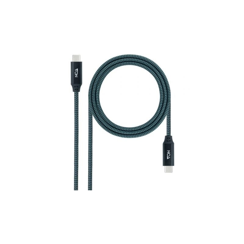 Cable usb 3.2 tipo-c nanocable 10.01.4301-comb/ usb tipo-c macho - usb tipo-c macho/ hasta 100w/ 20gbps/ 1m/ gris y negro