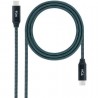 Cable usb 3.2 tipo-c nanocable 10.01.4301-comb/ usb tipo-c macho - usb tipo-c macho/ hasta 100w/ 20gbps/ 1m/ gris y negro