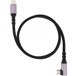 Cable usb 3.2 tipo-c acodado nanocable 10.01.4702/ usb tipo-c macho - usb tipo-c macho/ hasta 100w/ 10gbps/ 2m/ negro
