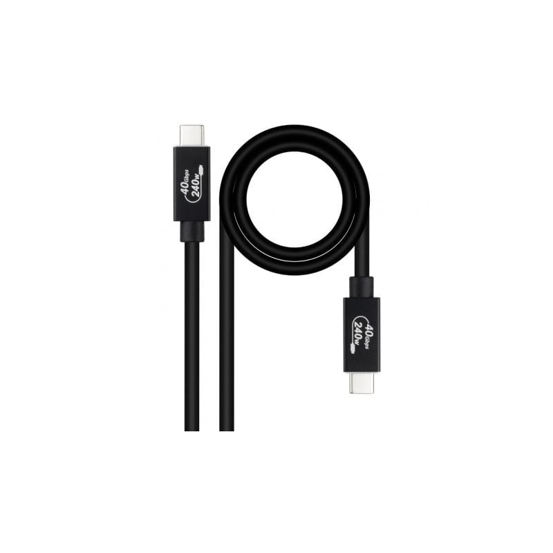 Cable usb 4.0 nanocable 10.01.5002/ usb tipo-c macho - usb tipo-c macho/ hasta 240w/ 40gbps/ 1.8m/ negro