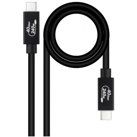 Cable usb 4.0 nanocable 10.01.5002/ usb tipo-c macho - usb tipo-c macho/ hasta 240w/ 40gbps/ 1.8m/ negro