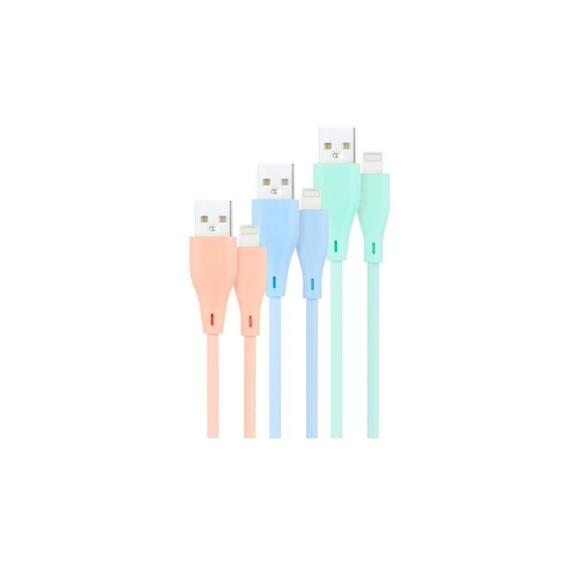 Cables usb 2.0 lightning nanocable 10.10.0401-a1/ usb macho - lightning macho/ 1m/ 3 unidades/ rosa, azul y verde