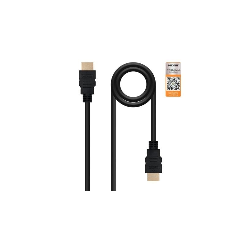 Cable hdmi 2.0 4k nanocable 10.15.3601/ hdmi macho - hdmi macho/ 1m/ certificado/ negro