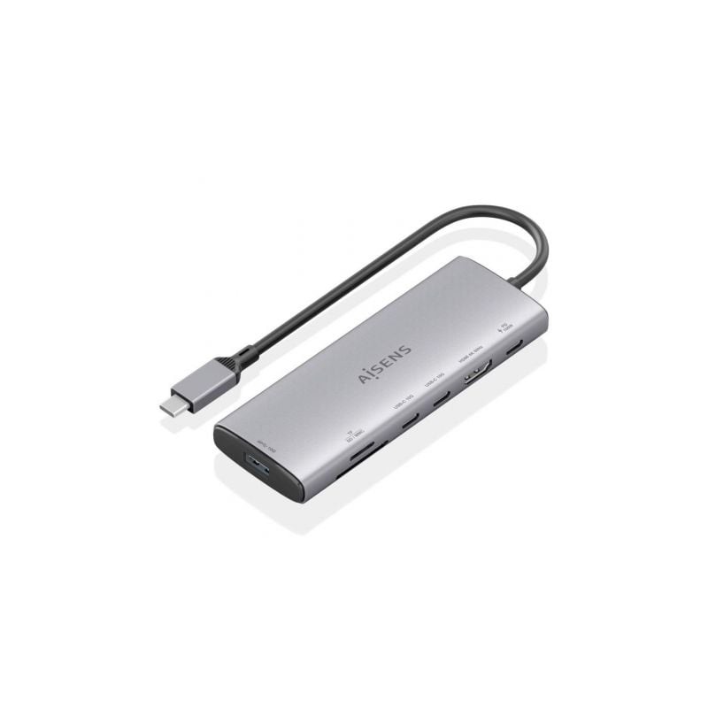 Docking usb tipo-c aisens asuc-7p031-gr/ 1xhdmi 4k/ 1xusb/ 2xusb tipo-c/ 1xlector tarjetas/ 1xusb tipo-c pd/ gris