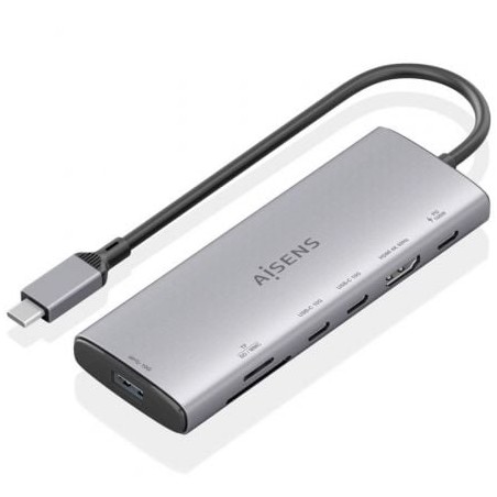 Docking usb tipo-c aisens asuc-7p031-gr/ 1xhdmi 4k/ 1xusb/ 2xusb tipo-c/ 1xlector tarjetas/ 1xusb tipo-c pd/ gris