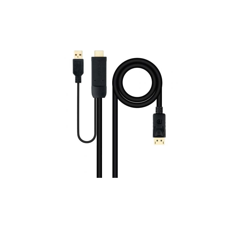 Cable conversor nanocable 10.15.4352/ hdmi macho - displayport macho/ 1.8m/ negro