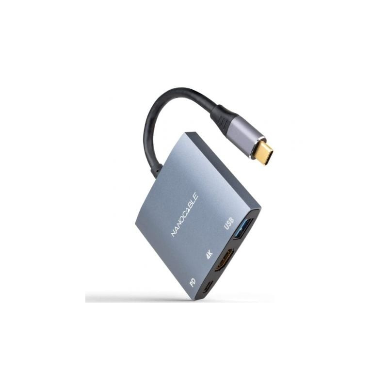 Conversor nanocable 10.16.4306 usb tipo-c/ hdmi 4k hembra - usb hembra - usb tipo-c pd/ 15cm/ gris
