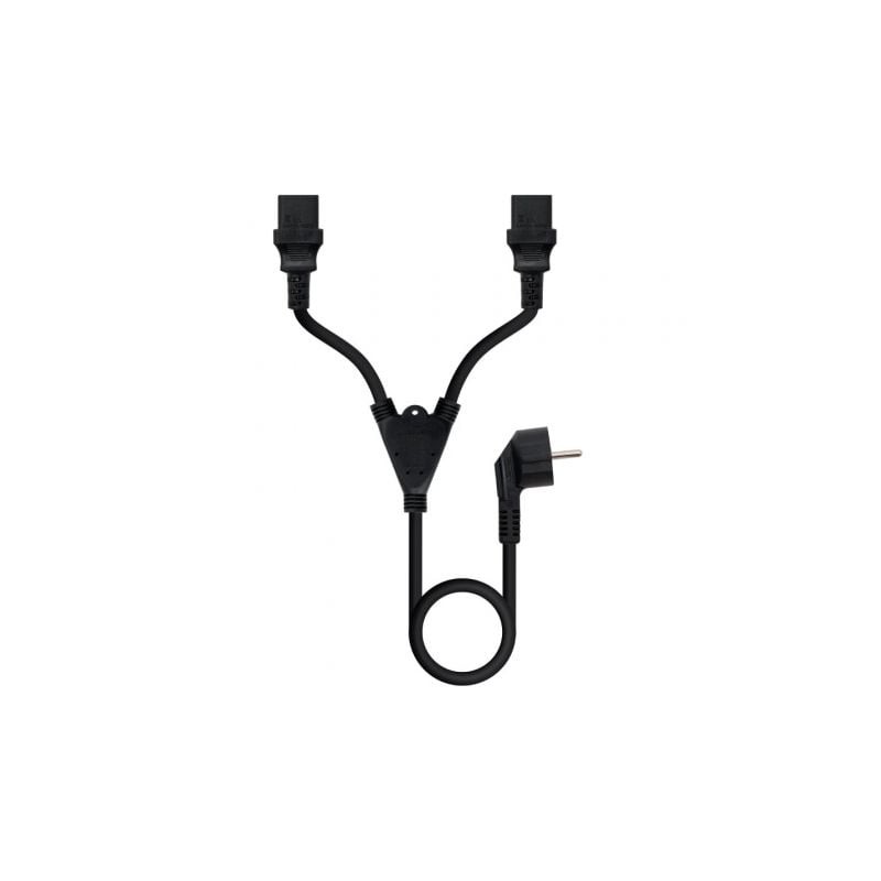 Cable alimentación nanocable 10.22.0100-l300/ schuko macho - 2 x c13 hembra/ 3m/ negro