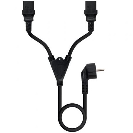 Cable alimentación nanocable 10.22.0100-l300/ schuko macho - 2 x c13 hembra/ 3m/ negro