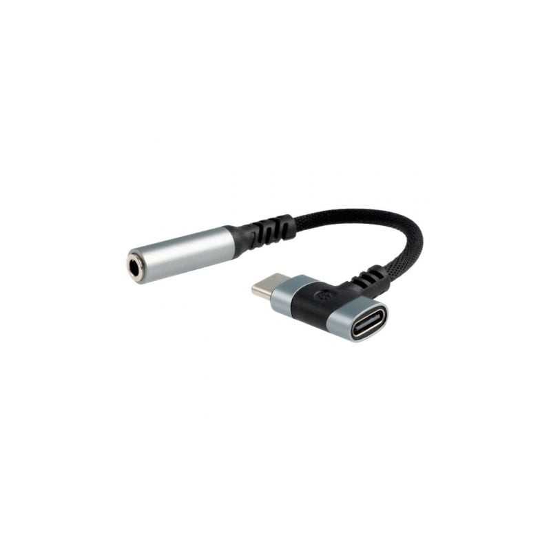 Cable conversor audio nanocable 10.24.1207/ usb tipo-c macho - jack 3.5/ usb tipo-c hembra/ 10cm/ negro