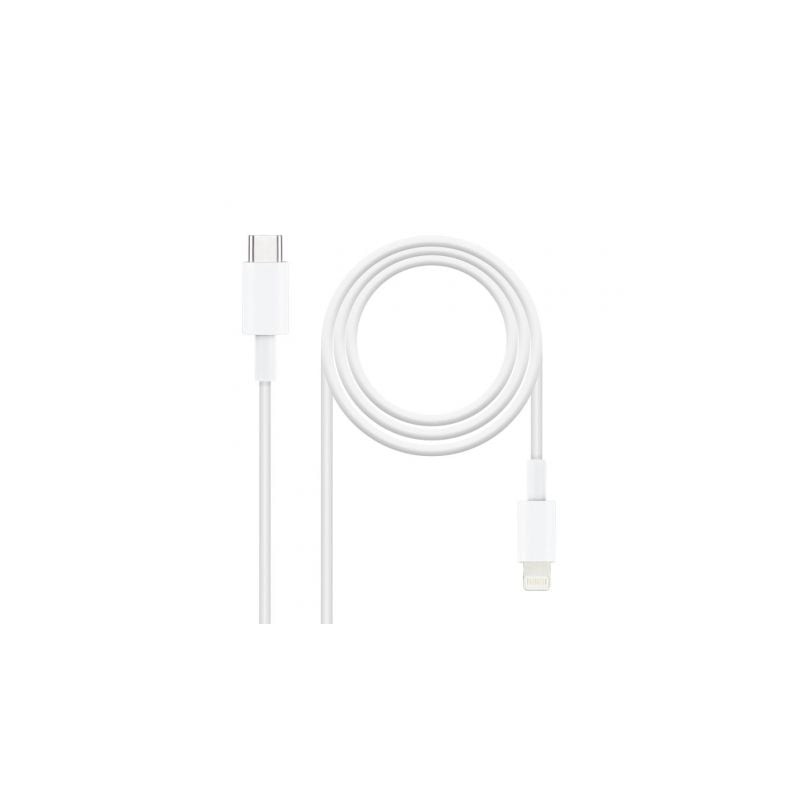 Cable usb 2.0 tipo-c lightning nanocable 10.10.0600/ usb tipo-c macho - lightning macho/ 50cm/ blanco