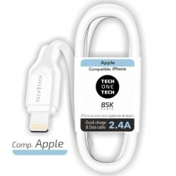 Cable usb 2.0 lightning tech one tech tec2902/ lightning macho - usb macho/ 1m/ blanco
