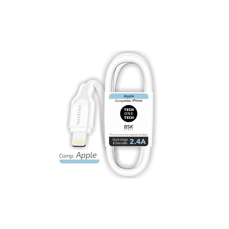 Cable usb 2.0 lightning tech one tech tec2902/ lightning macho - usb macho/ 1m/ blanco