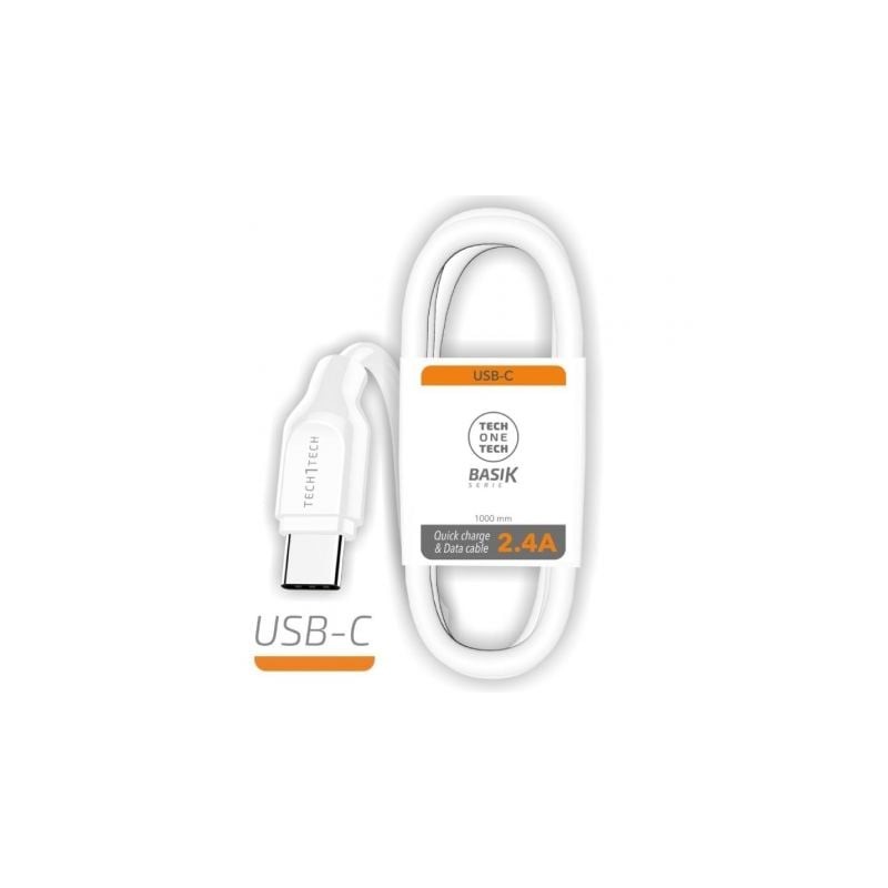 Cable usb tipo-c tech one tech tec2903/ usb tipo-c macho - usb macho/ 1m/ blanco