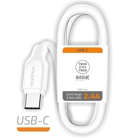Cable usb tipo-c tech one tech tec2903/ usb tipo-c macho - usb macho/ 1m/ blanco