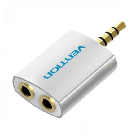Adaptador audio vention bdaw0/ jack 3.5 macho - 2x jack 3.5 hembra/ blanco