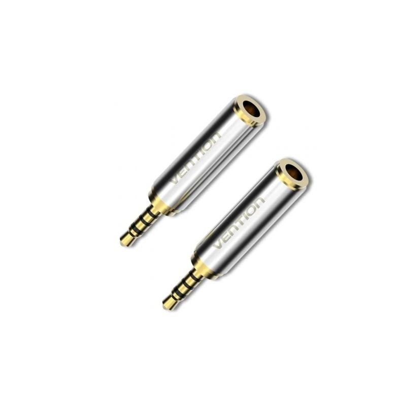 Adaptador jack vention vab-s02/ jack 2.5 macho - jack 3.5 hembra/ plata