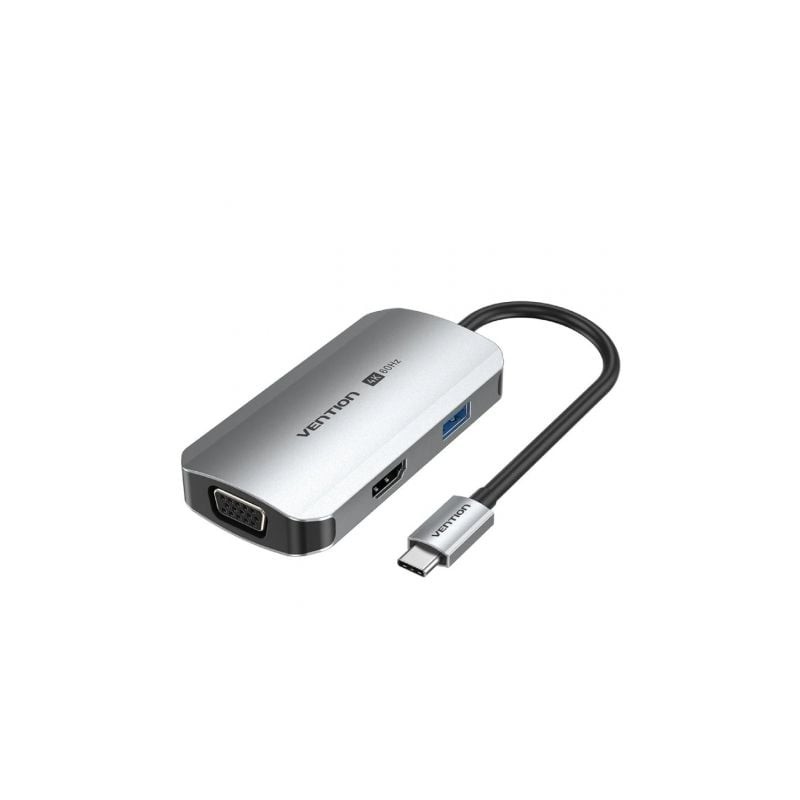 Docking usb tipo-c vention tqahb/ 1xhdmi/ 1xusb/ 1xvga/ 1xusb tipo-c pd/ gris