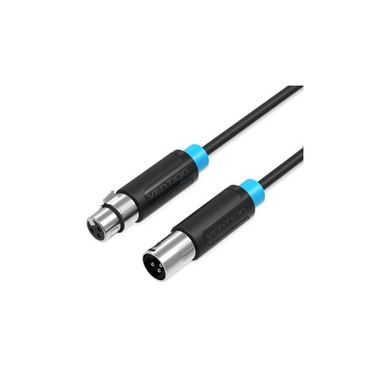 Cable estéreo vention bbfbh/ xlr macho - xlr hembra/ 2m/ negro