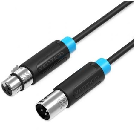 Cable estéreo vention bbfbh/ xlr macho - xlr hembra/ 2m/ negro