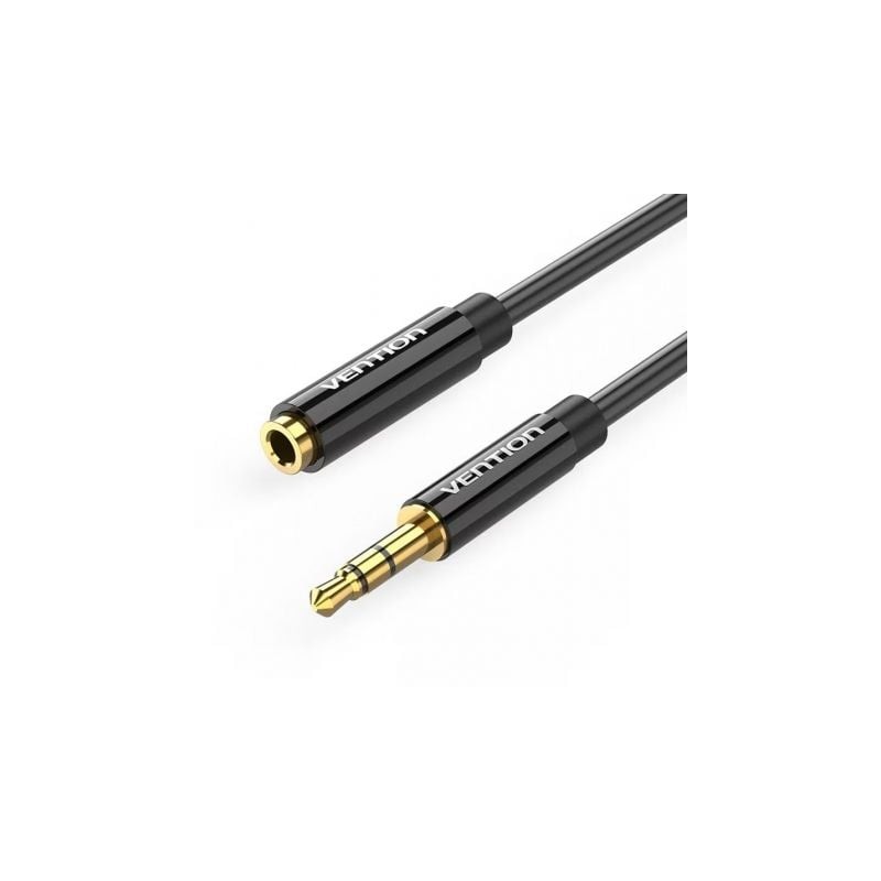 Cable estéreo vention bbzbf/ jack 3.5 macho - jack 3.5 hembra/ 1m/ negro