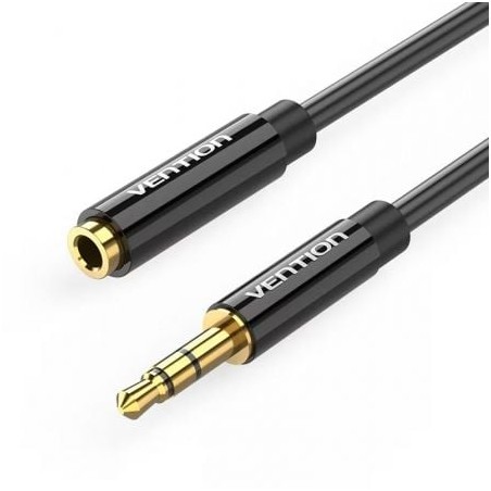 Cable estéreo vention bbzbf/ jack 3.5 macho - jack 3.5 hembra/ 1m/ negro