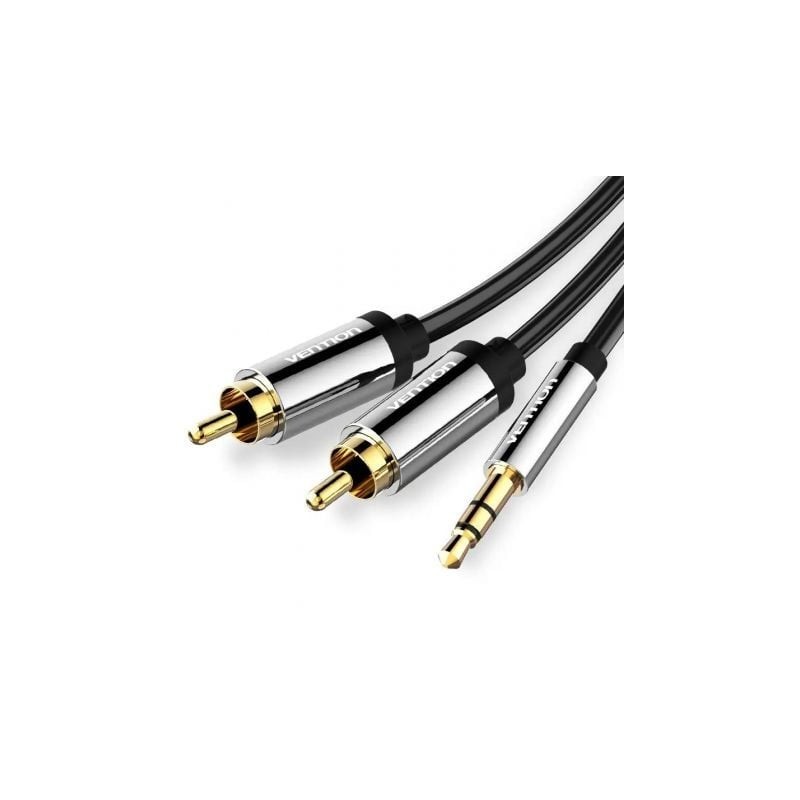 Cable estéreo vention bcfbf/ jack 3.5 macho - 2x rca macho/ 1m/ negro