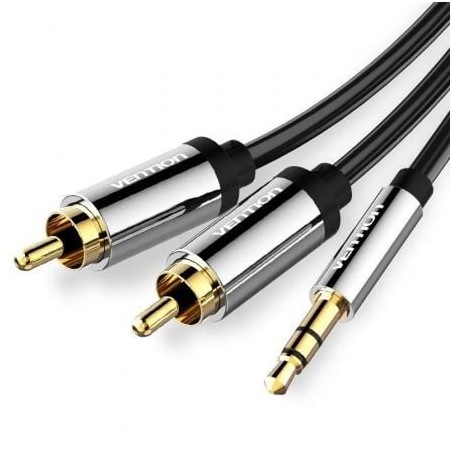 Cable estéreo vention bcfbh/ jack 3.5 macho - 2x rca macho/ 2m/ negro