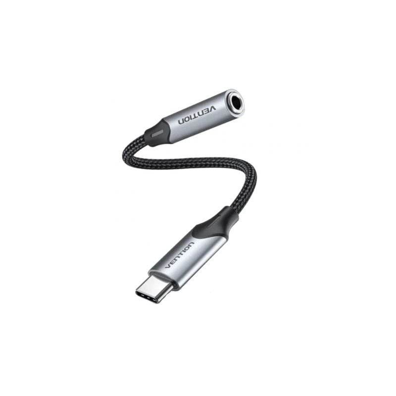 Conversor vention bgmhf/ jack 3.5 hembra - usb tipo-c macho/ 1m/ gris