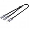 Cable conversor usb tipo-c vention bgphy/ usb tipo-c macho - 2x jack 3.5 hembra/ 30cm/ gris